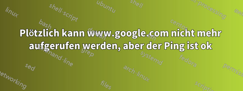 Plötzlich kann www.google.com nicht mehr aufgerufen werden, aber der Ping ist ok