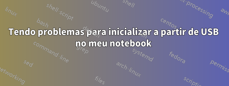 Tendo problemas para inicializar a partir de USB no meu notebook