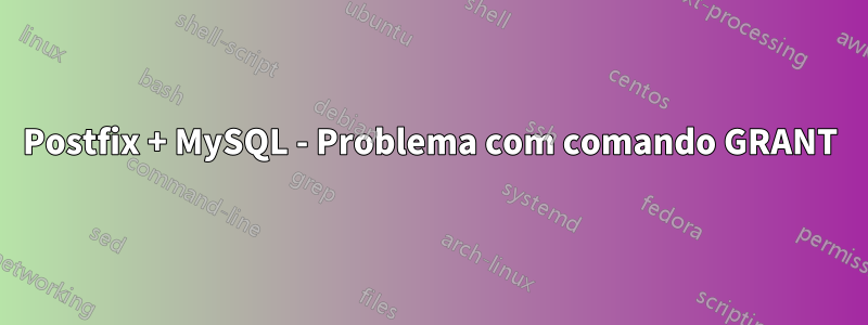 Postfix + MySQL - Problema com comando GRANT